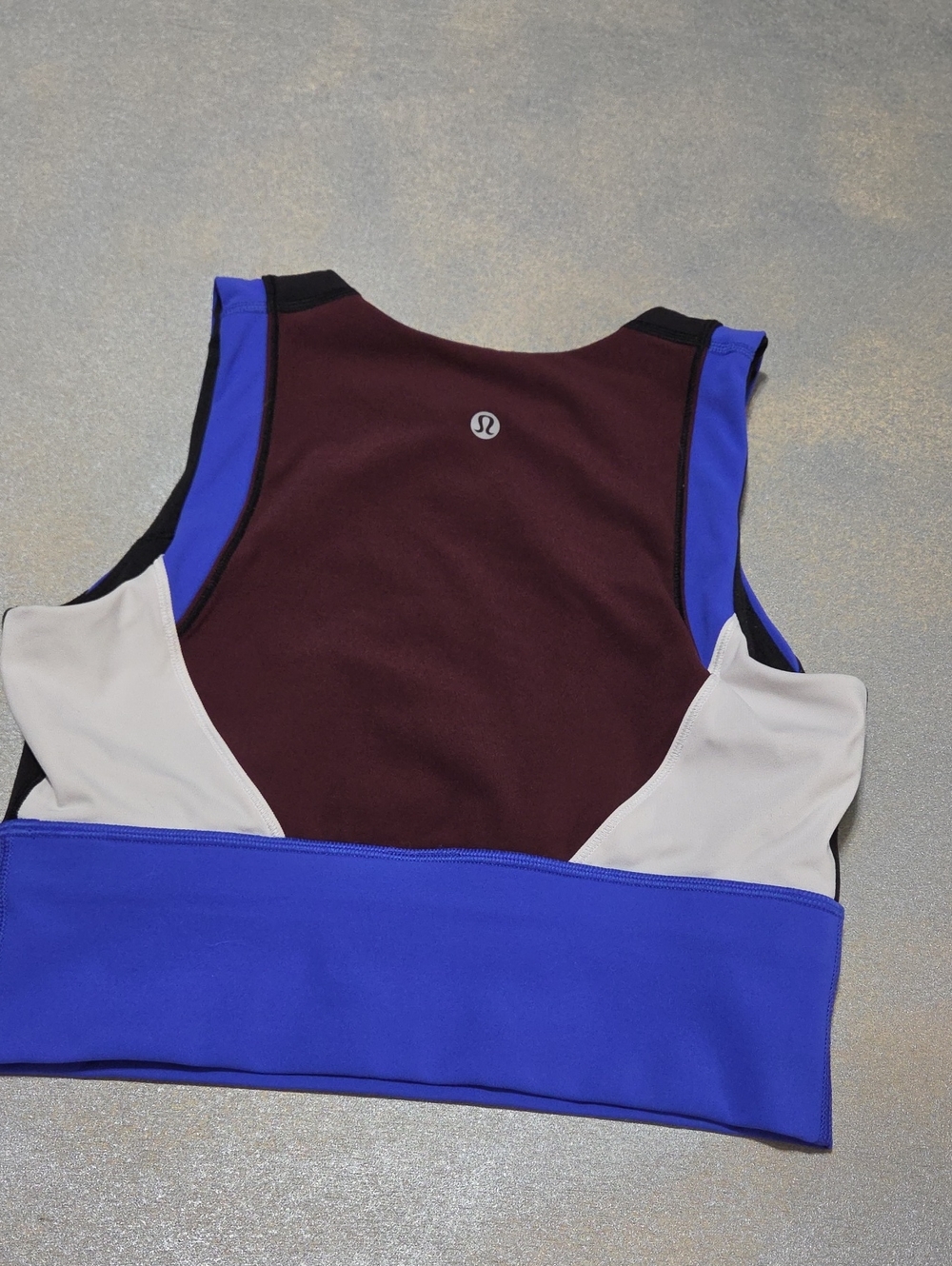 lululemon athletica Colorblock Athletic Crop Top in Royal Blue, Burgundy & White